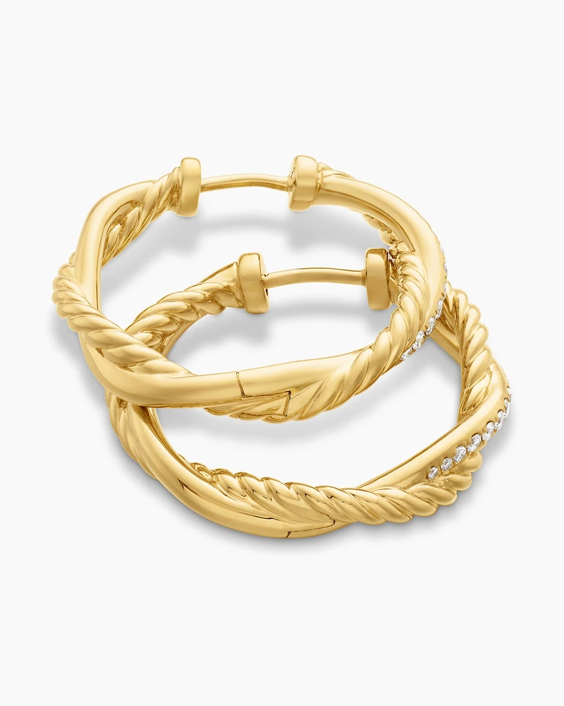 Petite Infinity Hoop Earrings in 18K Yellow Gold with Diamonds, 17.3mm