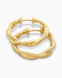 Petite Infinity Hoop Earrings in 18K Yellow Gold with Diamonds, 17.3mm