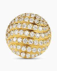 Sculpted Cable Stud Earrings in 18K Yellow Gold with Diamonds, 14mm