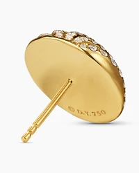 Sculpted Cable Stud Earrings in 18K Yellow Gold with Diamonds, 14mm