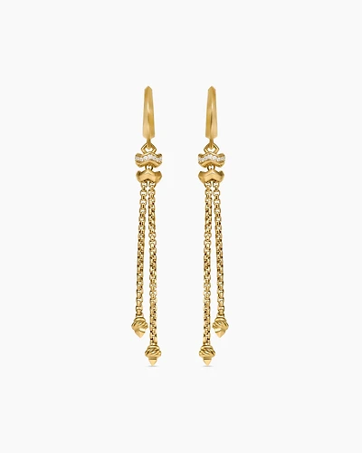Zig Zag Stax™ Chain Drop Earrings in 18K Yellow Gold with Diamonds, 66mm