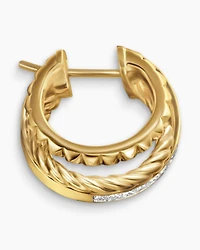 Crossover Trio Multi Row Hoop Earrings in 18K Yellow Gold with Diamonds, 18mm