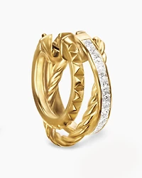 Crossover Trio Multi Row Hoop Earrings in 18K Yellow Gold with Diamonds, 18mm