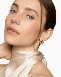 Crossover Trio Multi Row Hoop Earrings in 18K Yellow Gold with Diamonds, 18mm