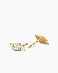 Petite Pavé Flute Stud Earrings in 18K Yellow Gold with Diamonds, 10.6mm