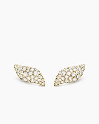 Petite Pavé Flute Stud Earrings in 18K Yellow Gold with Diamonds, 10.6mm