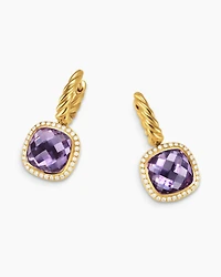 Albion® Drop Earrings in 18K Yellow Gold with Amethyst and Diamonds, 10mm