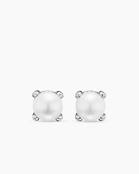 Pearl Classics Stud Earrings in Sterling Silver and Diamonds, 6.6mm
