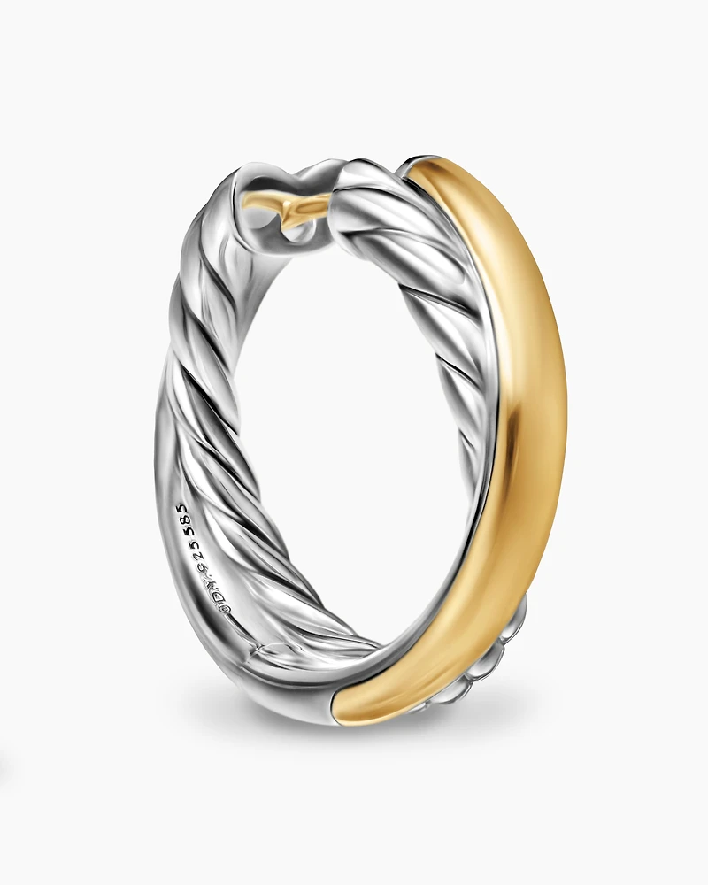 Crossover Hoop Earrings in Sterling Silver with 14K Yellow Gold, 22.3mm