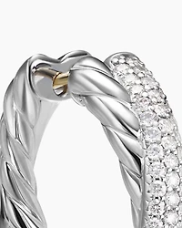 Crossover Hoop Earrings in Sterling Silver with Diamonds