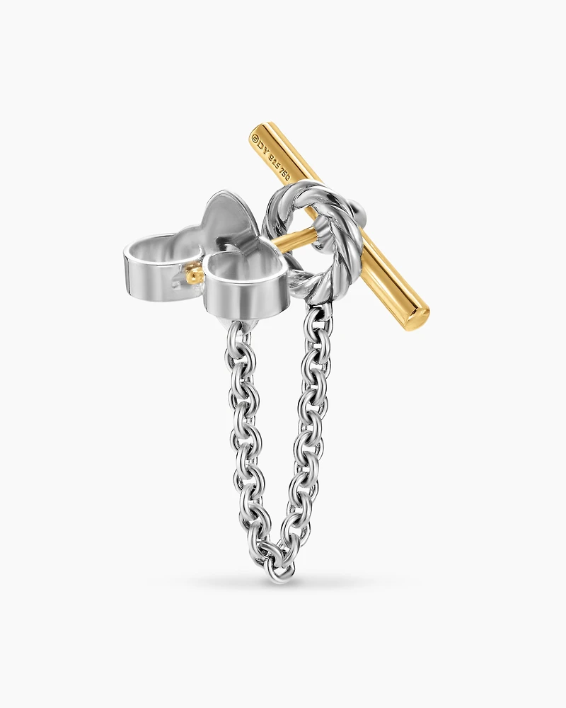 DY Mercer® Petite Toggle Chain Stud Earrings in Sterling Silver with 18K Yellow Gold, 38.2mm