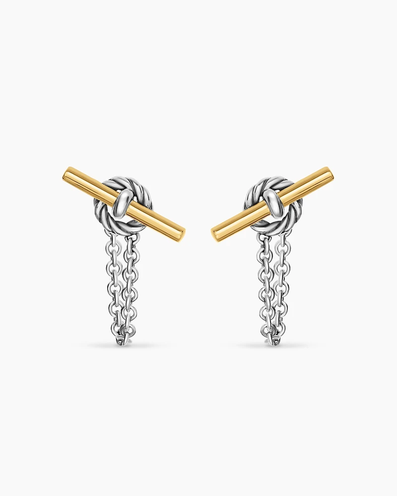 DY Mercer® Petite Toggle Chain Stud Earrings in Sterling Silver with 18K Yellow Gold, 38.2mm