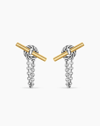 DY Mercer® Petite Toggle Chain Stud Earrings in Sterling Silver with 18K Yellow Gold, 38.2mm