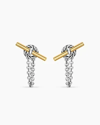 DY Mercer® Petite Toggle Chain Stud Earrings in Sterling Silver with 18K Yellow Gold, 38.2mm