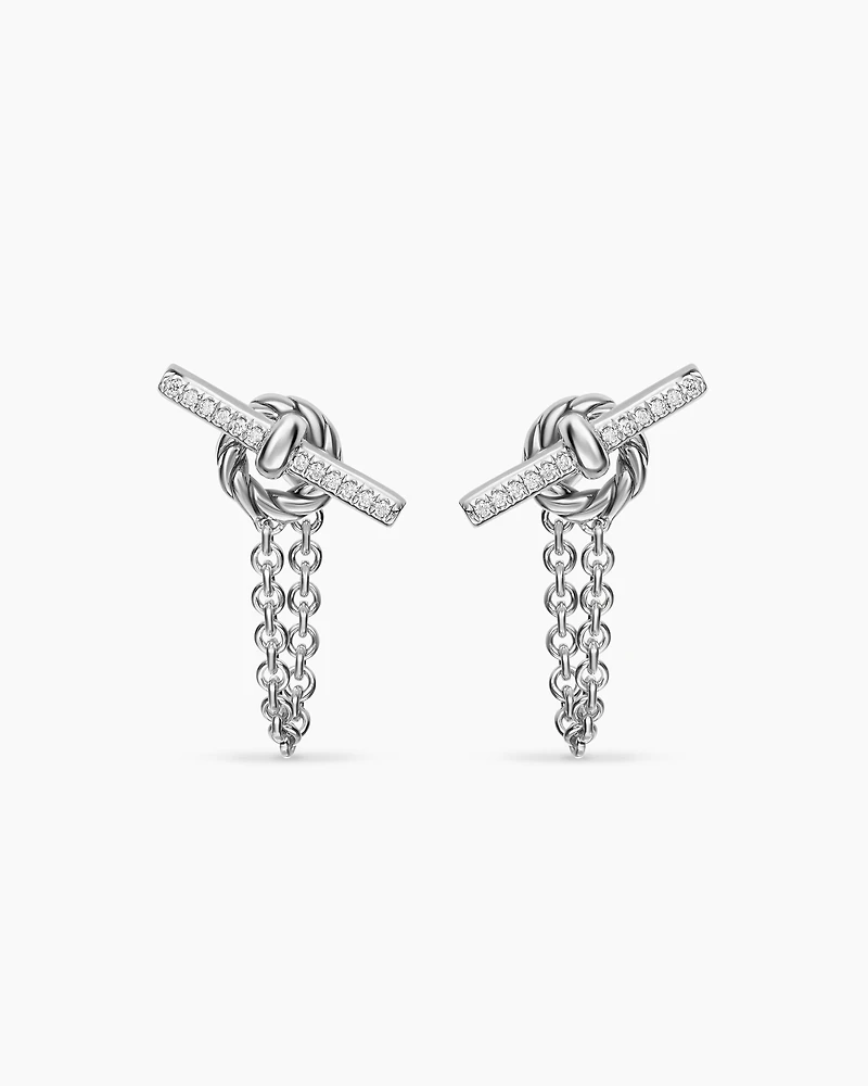 DY Mercer® Petite Toggle Chain Stud Earrings in Sterling Silver with Diamonds, 38.2mm