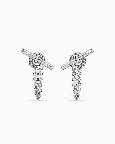 DY Mercer® Petite Toggle Chain Stud Earrings in Sterling Silver with Diamonds, 38.2mm