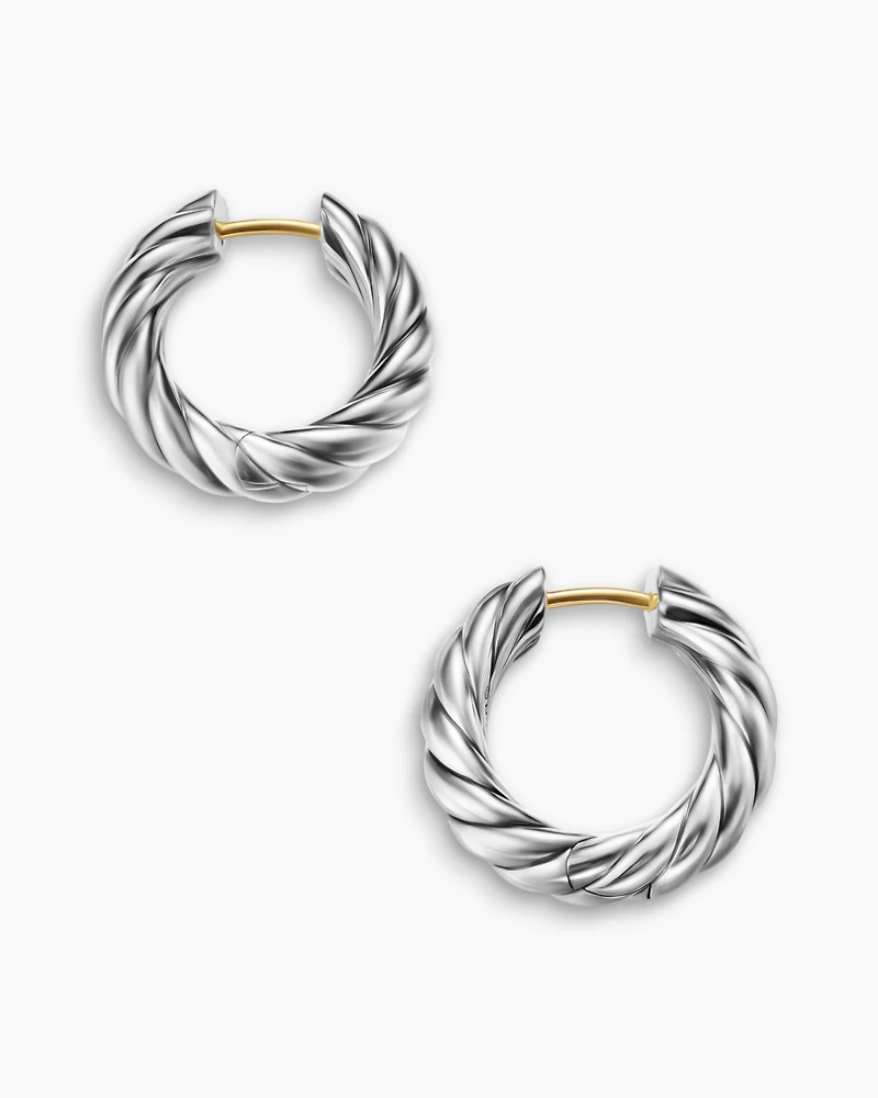 Sculpted Cable Hoop Earrings in Sterling Silver