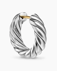 Sculpted Cable Hoop Earrings in Sterling Silver