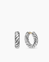 Sculpted Cable Hoop Earrings in Sterling Silver