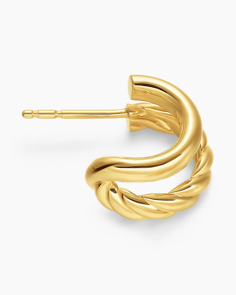 DY Mercer® Double Hoop Huggie Earrings in 18K Yellow Gold, 13.5mm