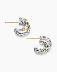 DY Mercer® Double Hoop Huggie Earrings in Sterling Silver with 18K Yellow Gold, 13.5mm