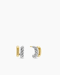 DY Mercer® Double Hoop Huggie Earrings in Sterling Silver with 18K Yellow Gold, 13.5mm