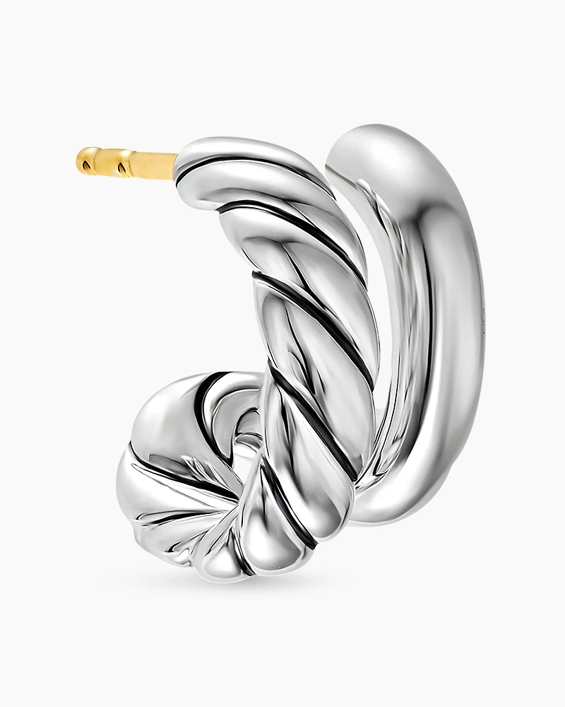 DY Mercer® Double Hoop Huggie Earrings in Sterling Silver, 13.5mm