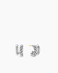 DY Mercer® Double Hoop Huggie Earrings in Sterling Silver, 13.5mm