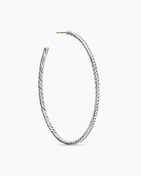 Pavé Hoop Earrings in Sterling Silver with Diamonds, 63.5mm