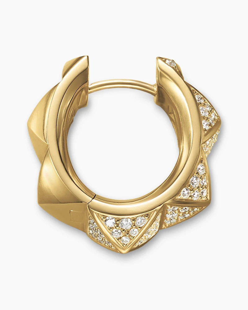 Pyramid Hoop Earrings in 18K Yellow Gold with Diamonds, 18.7mm