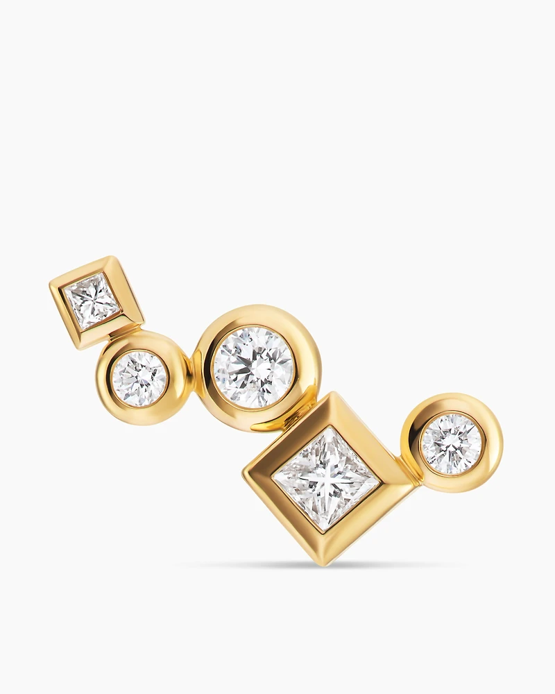 Petite Modern Renaissance® Climber Earrings in 18K Yellow Gold with Diamonds, 15mm