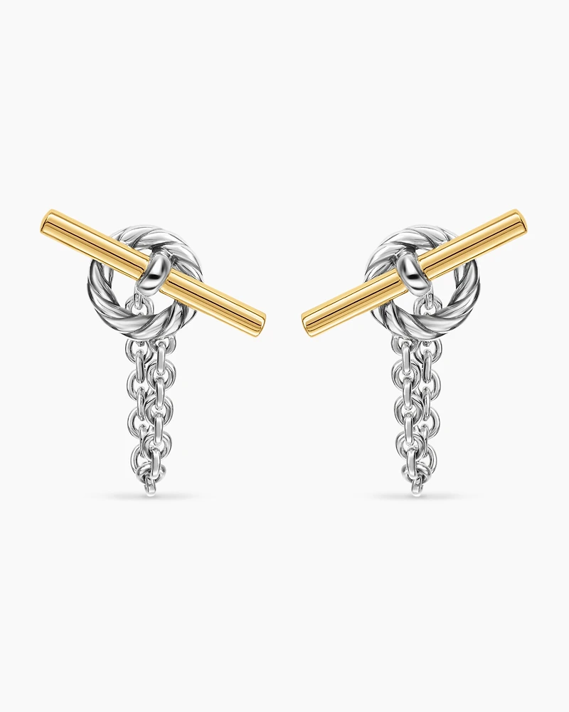 DY Mercer® Bold Toggle Chain Stud Earrings in Sterling Silver with 18K Yellow Gold, 50.4mm
