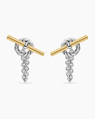 DY Mercer® Bold Toggle Chain Stud Earrings in Sterling Silver with 18K Yellow Gold, 50.4mm
