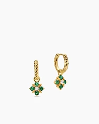Petite Modern Renaissance® Color Drop Earrings in 18K Yellow Gold with Emerald and Diamonds, 18mm