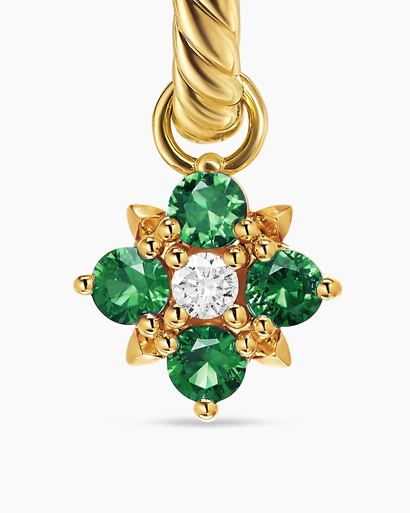 Petite Modern Renaissance® Color Drop Earrings in 18K Yellow Gold with Emerald and Diamonds, 18mm