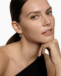 Petite Modern Renaissance® Color Drop Earrings in 18K Yellow Gold with Emerald and Diamonds, 18mm