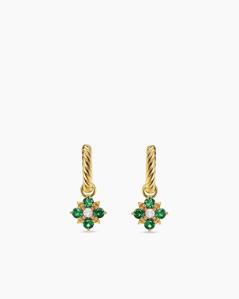 Petite Modern Renaissance® Color Drop Earrings in 18K Yellow Gold with Emerald and Diamonds, 18mm