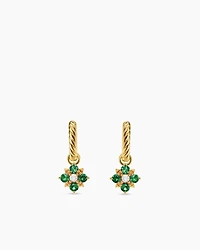 Petite Modern Renaissance® Color Drop Earrings in 18K Yellow Gold with Emerald and Diamonds, 18mm