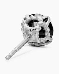 Stud Earring in Sterling Silver with Black Diamond, 7mm