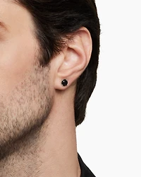 Stud Earring in Sterling Silver with Black Diamond, 7mm