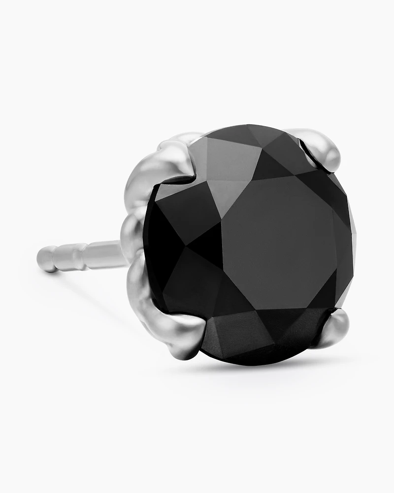 Stud Earring in Sterling Silver with Black Diamond, 7mm