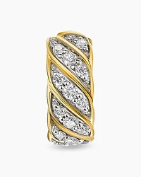 Sculpted Cable Hoop Earring in 18K Yellow Gold with Diamonds, 12.8mm