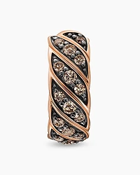 Sculpted Cable Hoop Earring in 18K Rose Gold with Cognac Diamonds, 12.8mm