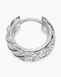 Sculpted Cable Hoop Earring in 18K Gold with Diamonds
