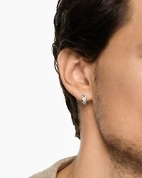 Sculpted Cable Hoop Earring in 18K Gold with Diamonds