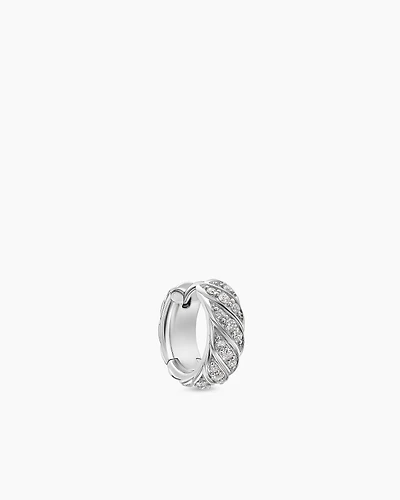Sculpted Cable Hoop Earring in 18K Gold with Diamonds