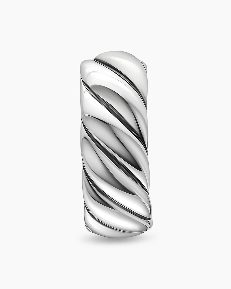 Sculpted Cable Hoop Earring in Sterling Silver, 12.8mm