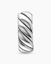 Sculpted Cable Hoop Earring in Sterling Silver, 12.8mm
