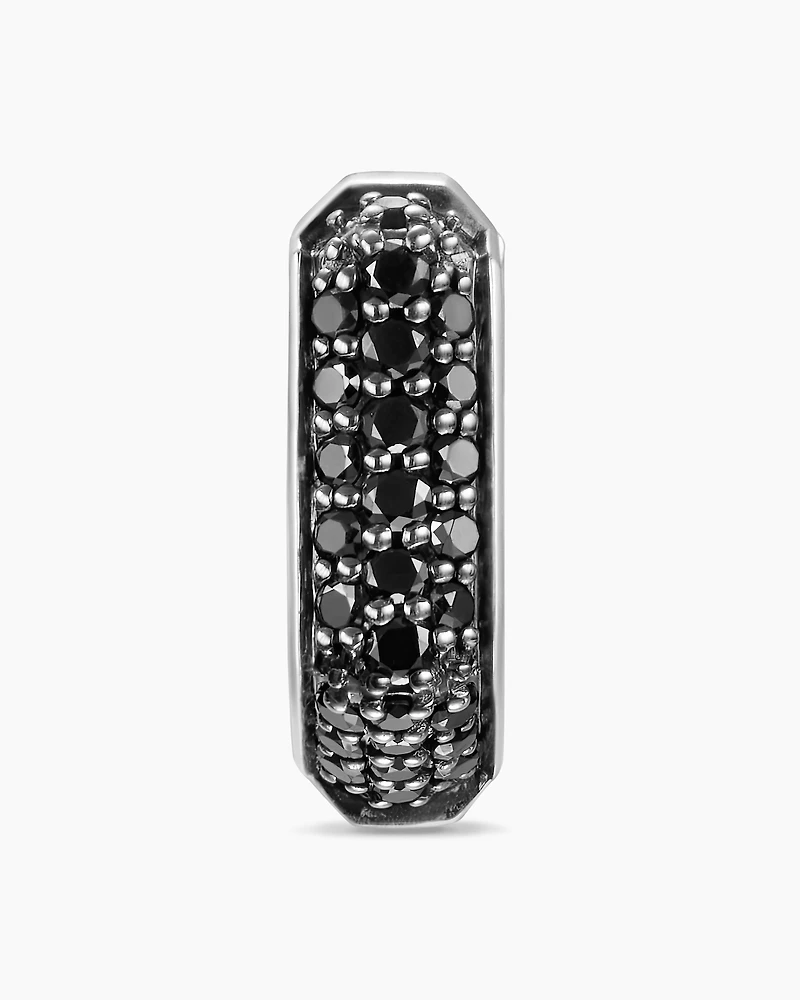 Streamline® Hoop Earring in Sterling Silver with Black Diamonds, 11.7mm