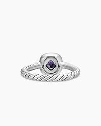 Albion® Teen Ring in Sterling Silver with Black Orchid and Diamonds, 4mm